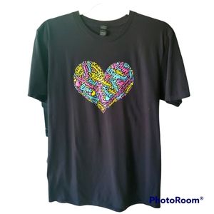 Anvil Graphic Crewneck Tee short sleeve Touch a Heart Foundation Size M Black